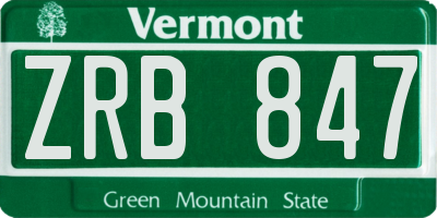 VT license plate ZRB847