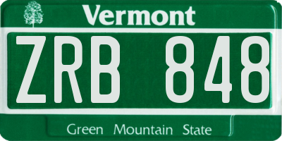 VT license plate ZRB848