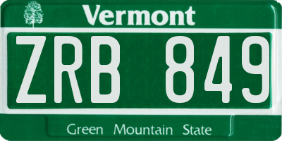 VT license plate ZRB849