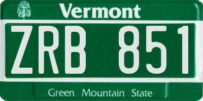 VT license plate ZRB851