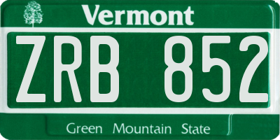VT license plate ZRB852