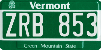 VT license plate ZRB853
