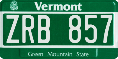 VT license plate ZRB857