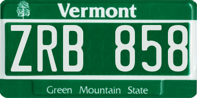 VT license plate ZRB858