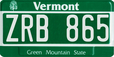 VT license plate ZRB865