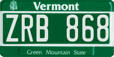 VT license plate ZRB868