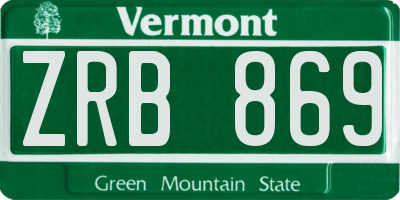 VT license plate ZRB869