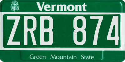 VT license plate ZRB874