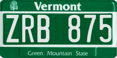 VT license plate ZRB875