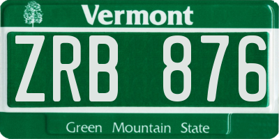 VT license plate ZRB876