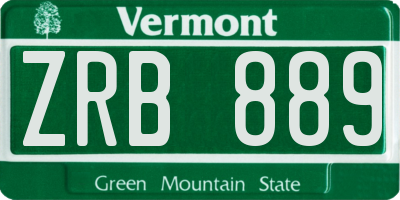 VT license plate ZRB889