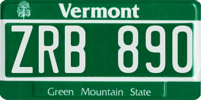 VT license plate ZRB890