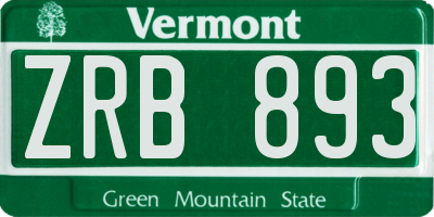VT license plate ZRB893