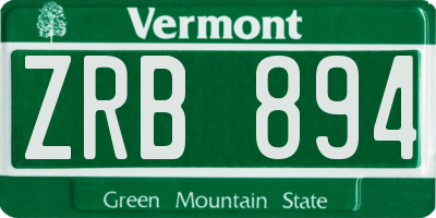VT license plate ZRB894