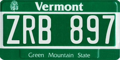VT license plate ZRB897