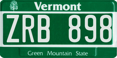 VT license plate ZRB898
