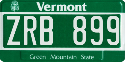 VT license plate ZRB899