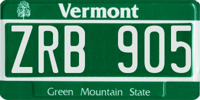 VT license plate ZRB905