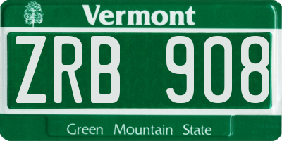 VT license plate ZRB908