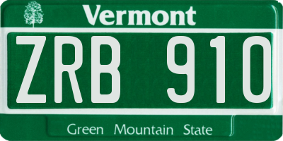 VT license plate ZRB910