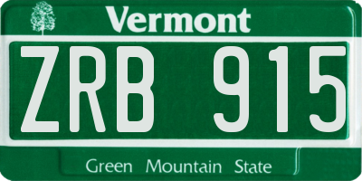 VT license plate ZRB915