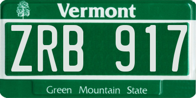 VT license plate ZRB917