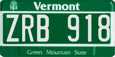 VT license plate ZRB918