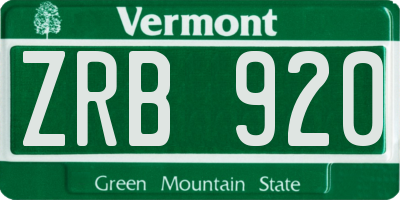 VT license plate ZRB920
