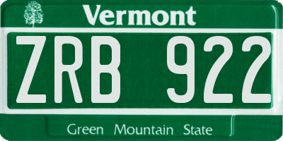 VT license plate ZRB922