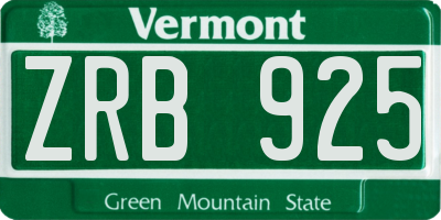 VT license plate ZRB925