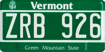 VT license plate ZRB926