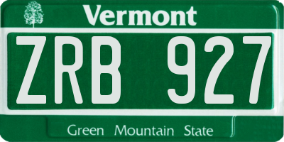 VT license plate ZRB927