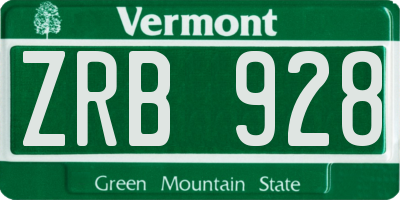 VT license plate ZRB928