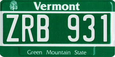 VT license plate ZRB931
