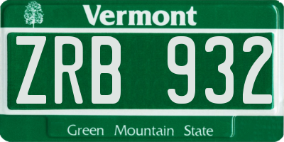 VT license plate ZRB932