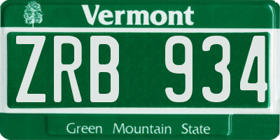 VT license plate ZRB934