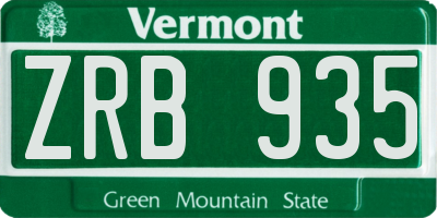 VT license plate ZRB935