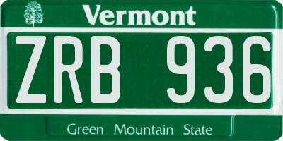 VT license plate ZRB936