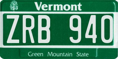 VT license plate ZRB940