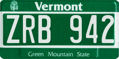 VT license plate ZRB942