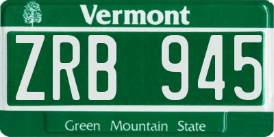 VT license plate ZRB945