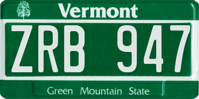VT license plate ZRB947