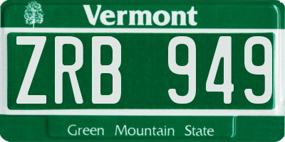 VT license plate ZRB949