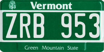 VT license plate ZRB953