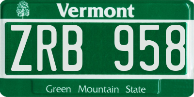 VT license plate ZRB958