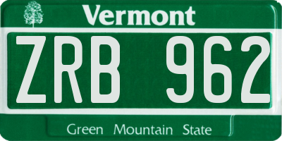 VT license plate ZRB962