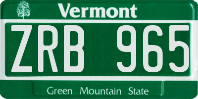 VT license plate ZRB965
