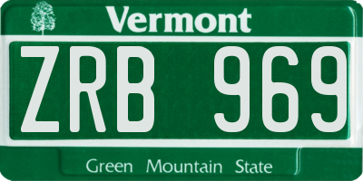 VT license plate ZRB969