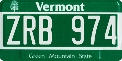 VT license plate ZRB974