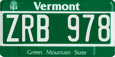 VT license plate ZRB978